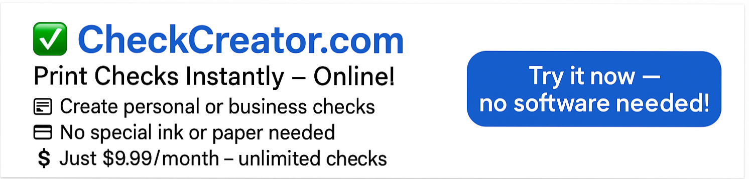 CheckCreator.com - Print Checks Instantly Online